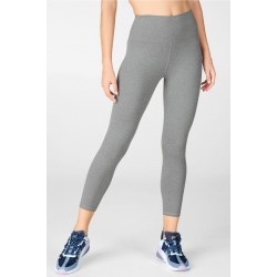 High-Waisted Heathered Capri Grey Heather