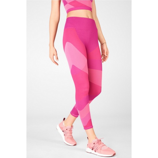 High-Waisted Seamless Colorblock Capri Very Berry Multi