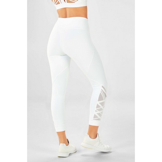 Dynamic High-Waisted Lattice 7/8 White