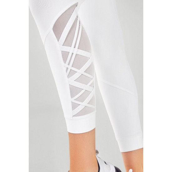 Dynamic High-Waisted Lattice 7/8 White/White Logo