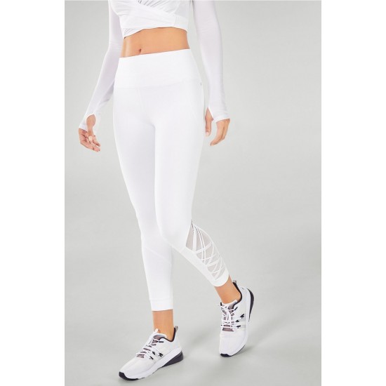 Dynamic High-Waisted Lattice 7/8 White/White Logo