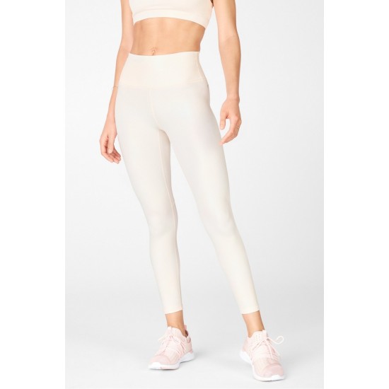 PureLuxe High-Waisted Iridescent 7/8 Yoga Legging Pearlescent Ivory