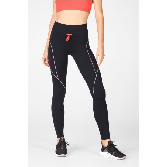 High-Waisted Motion365 Paneled Yoga Legging Black/Misty Lilac/Teaberry