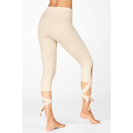 High Waisted PureLuxe Tie Up 7/8 Cream Puff