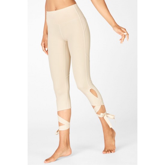 High Waisted PureLuxe Tie Up 7/8 Cream Puff