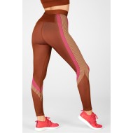 Ultra High-Waisted Seamless Stripe Yoga Legging Java/Tapioca/Plush Pink