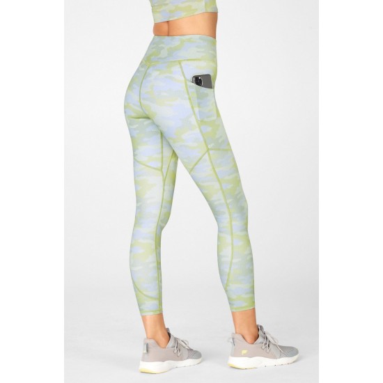 Motion365 High-Waisted 7/8 Yoga Legging Grey Pin Dot Camo