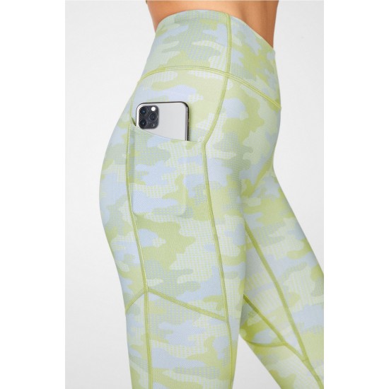 Motion365 High-Waisted 7/8 Yoga Legging Grey Pin Dot Camo