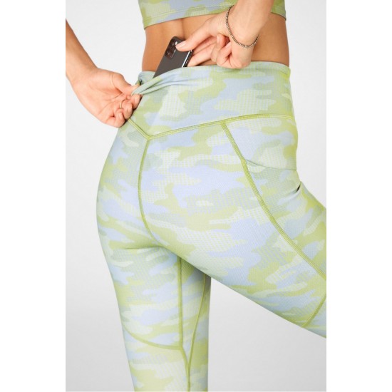 Motion365 High-Waisted 7/8 Yoga Legging Grey Pin Dot Camo