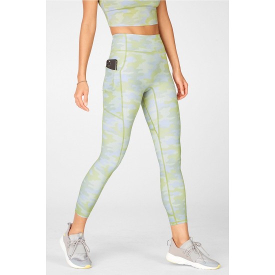 Motion365 High-Waisted 7/8 Yoga Legging Grey Pin Dot Camo