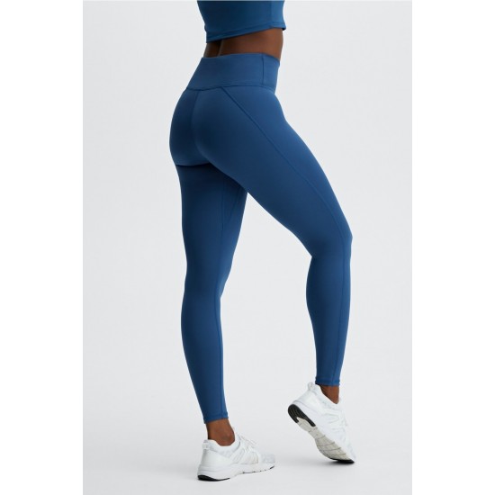 High-Waisted Motion365 Yoga Legging With Zipper Navy Peony/Soft-White