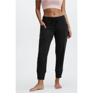 Sleek Knit Drawstring Yoga Pant Black